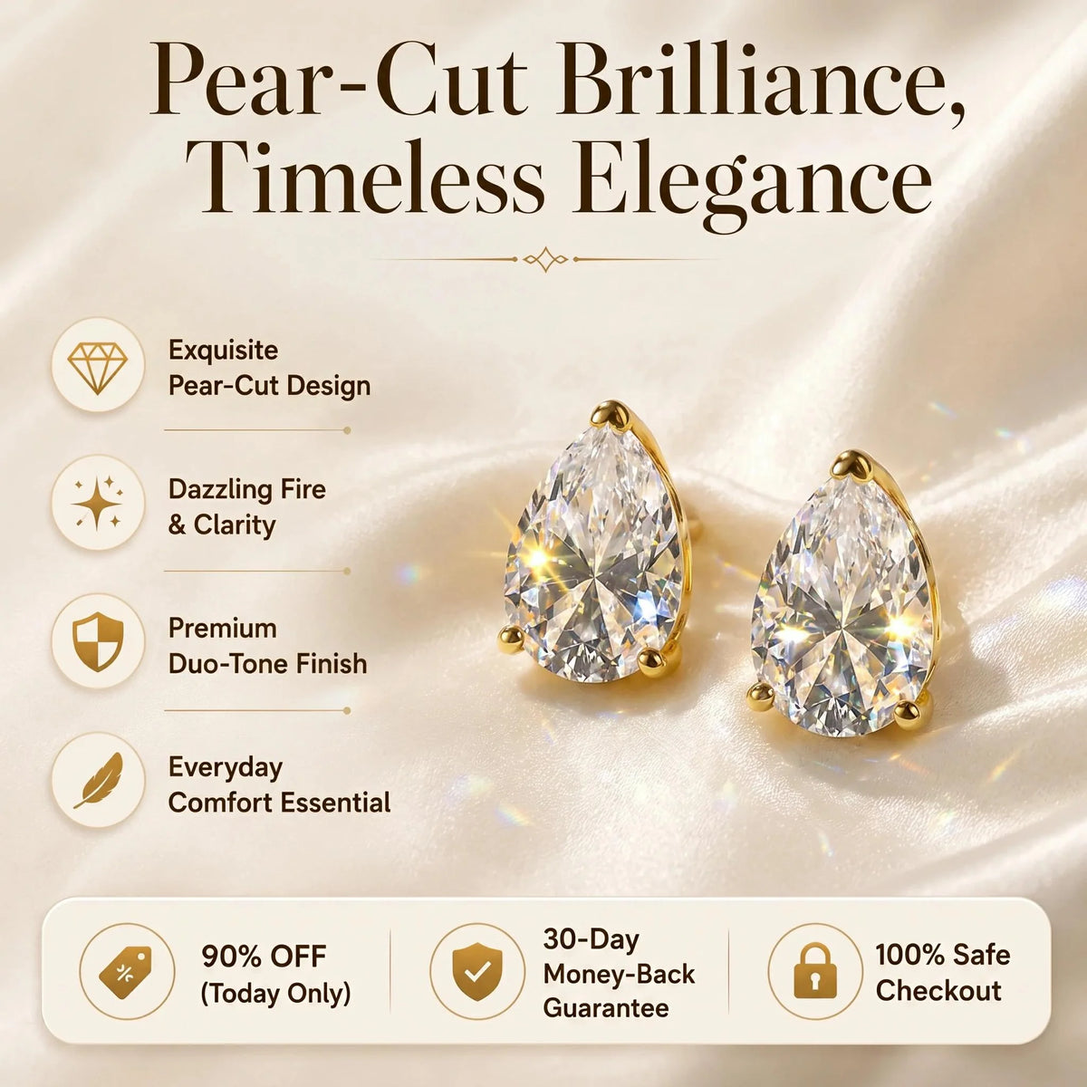 Pear-Cut Moissanite Stud Earrings