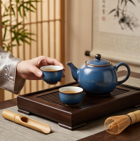 Speckled Cobalt Ceramic Tea Set