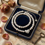 Timeless Pearl Necklace with Heart-Shaped Silver Pendant