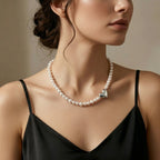 Timeless Pearl Necklace with Heart-Shaped Silver Pendant