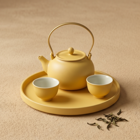 Matte Sunflower Yellow Top-Handle Tea Set