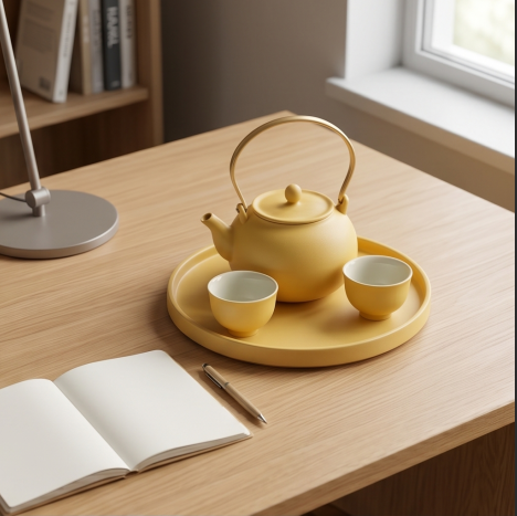 Matte Sunflower Yellow Top-Handle Tea Set