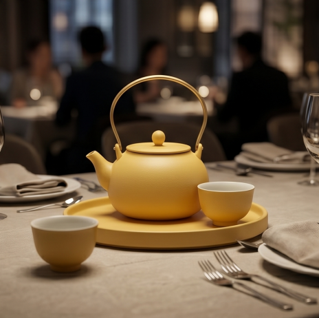 Matte Sunflower Yellow Top-Handle Tea Set
