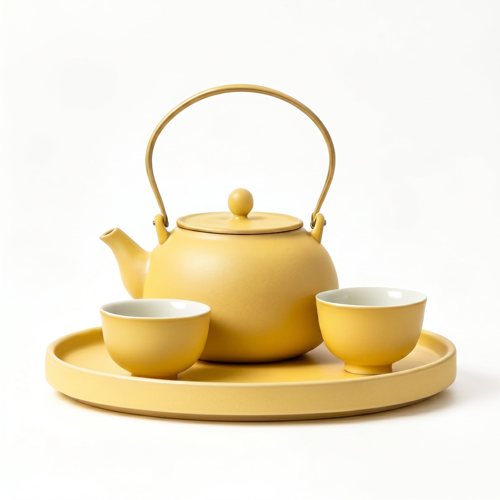 Matte Sunflower Yellow Top-Handle Tea Set