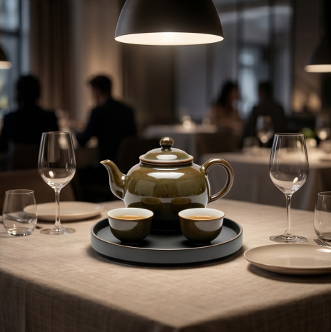 Mottled Olive Ceramic Tea Set