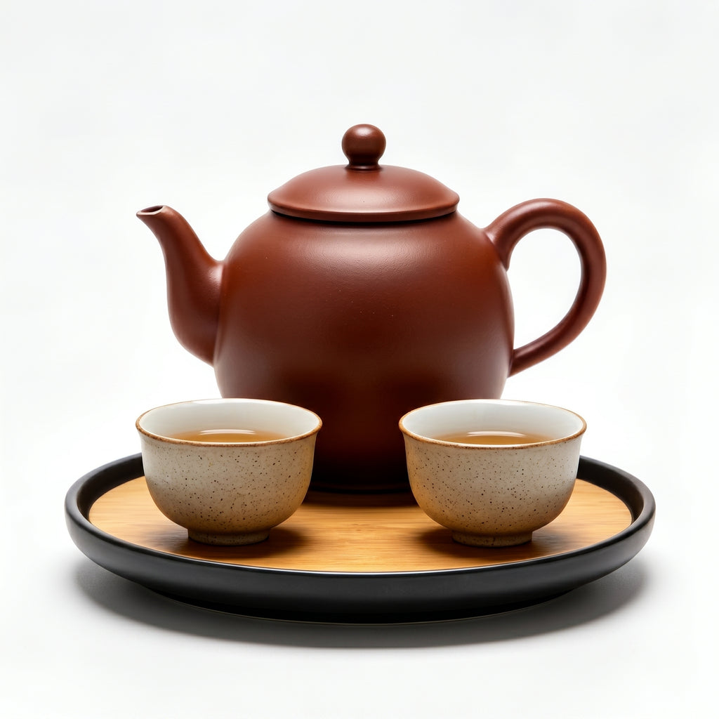 Matte Terracotta and Bamboo Tea Set