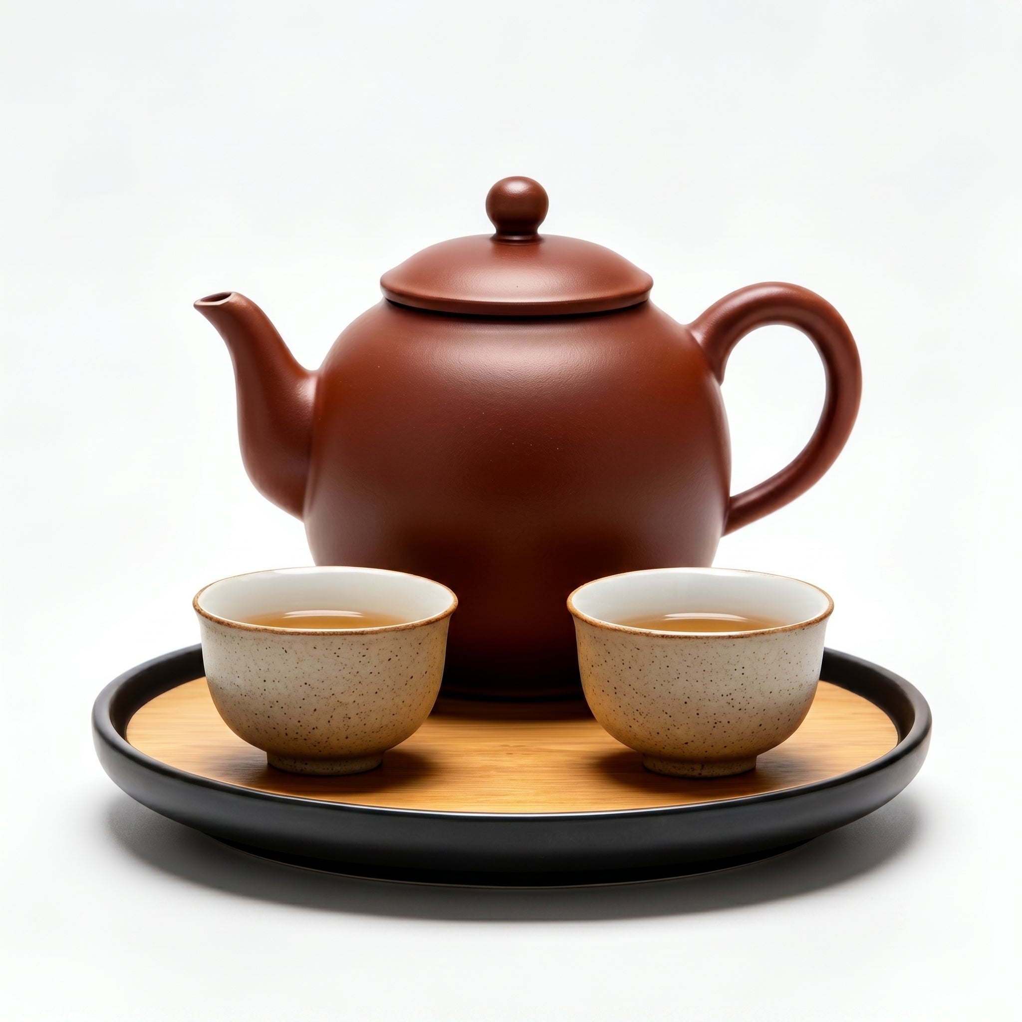 Matte Terracotta and Bamboo Tea Set
