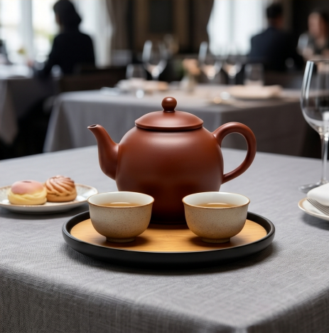 Matte Terracotta and Bamboo Tea Set
