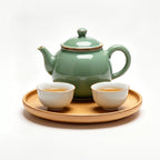 Celadon Green Ceramic and Bamboo Tea Set
