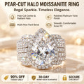 Pear-Cut Halo Moissanite Ring — 1主图