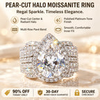 Pear-Cut Halo Moissanite Ring — 1主图