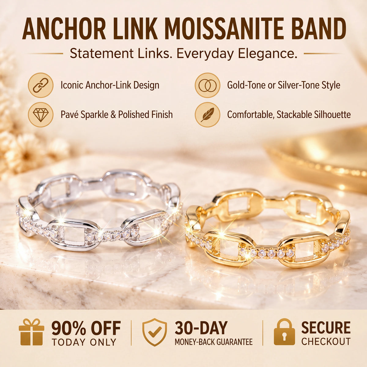 Linked Elegance with a Touch of Moissanite Sparkle — product overview