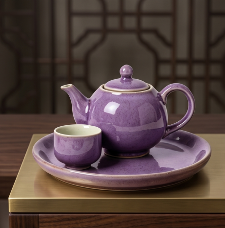 Speckled Plum Ceramic Solo Tea Set