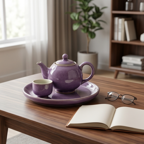 Speckled Plum Ceramic Solo Tea Set