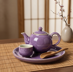 Speckled Plum Ceramic Solo Tea Set