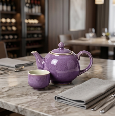Speckled Plum Ceramic Solo Tea Set