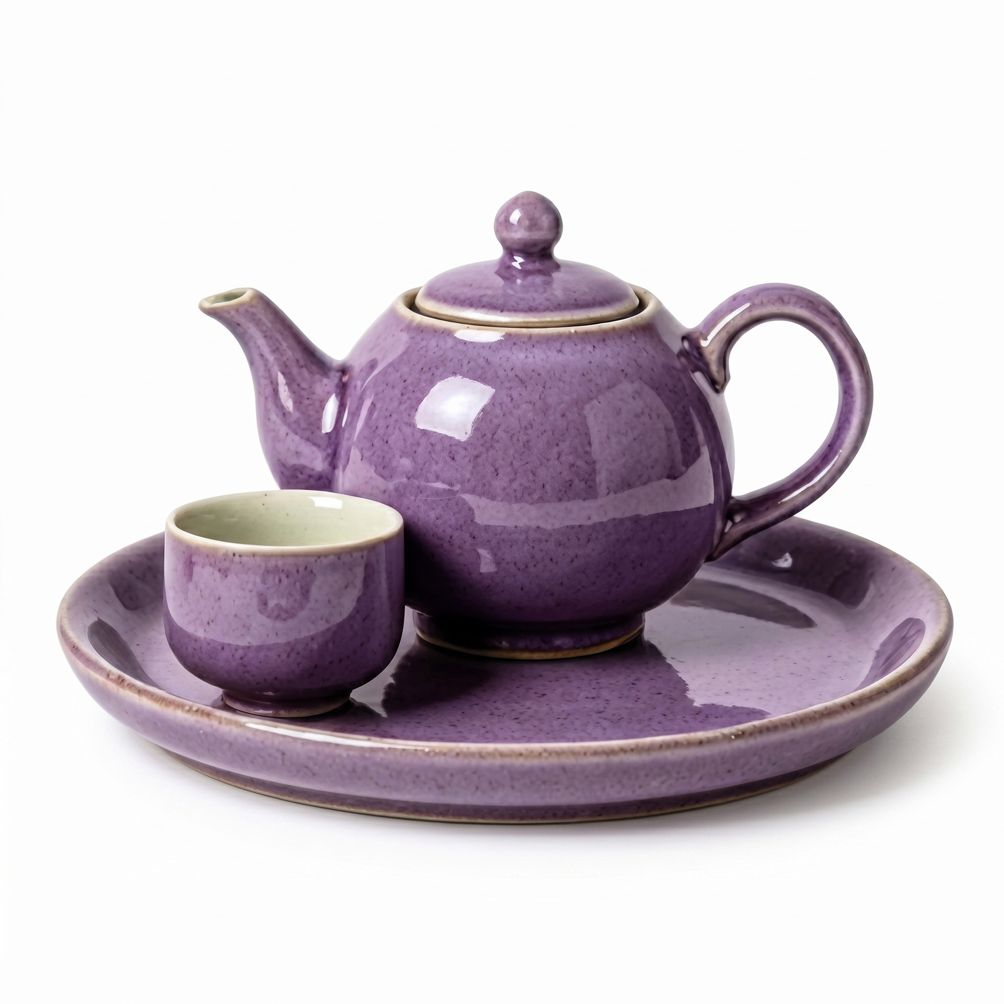 Speckled Plum Ceramic Solo Tea Set