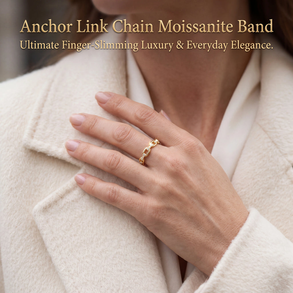 Linked Elegance with a Touch of Moissanite Sparkle — styled wearing view