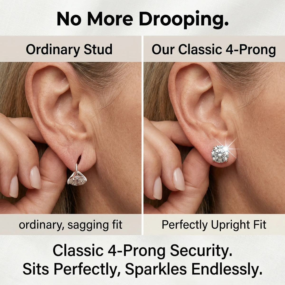 4.00 CTW Classic Round Lab-Created Diamond Stud Earrings - Secure 4-Prong & Hypoallergenic-Last Day Sale🔥90% OFF