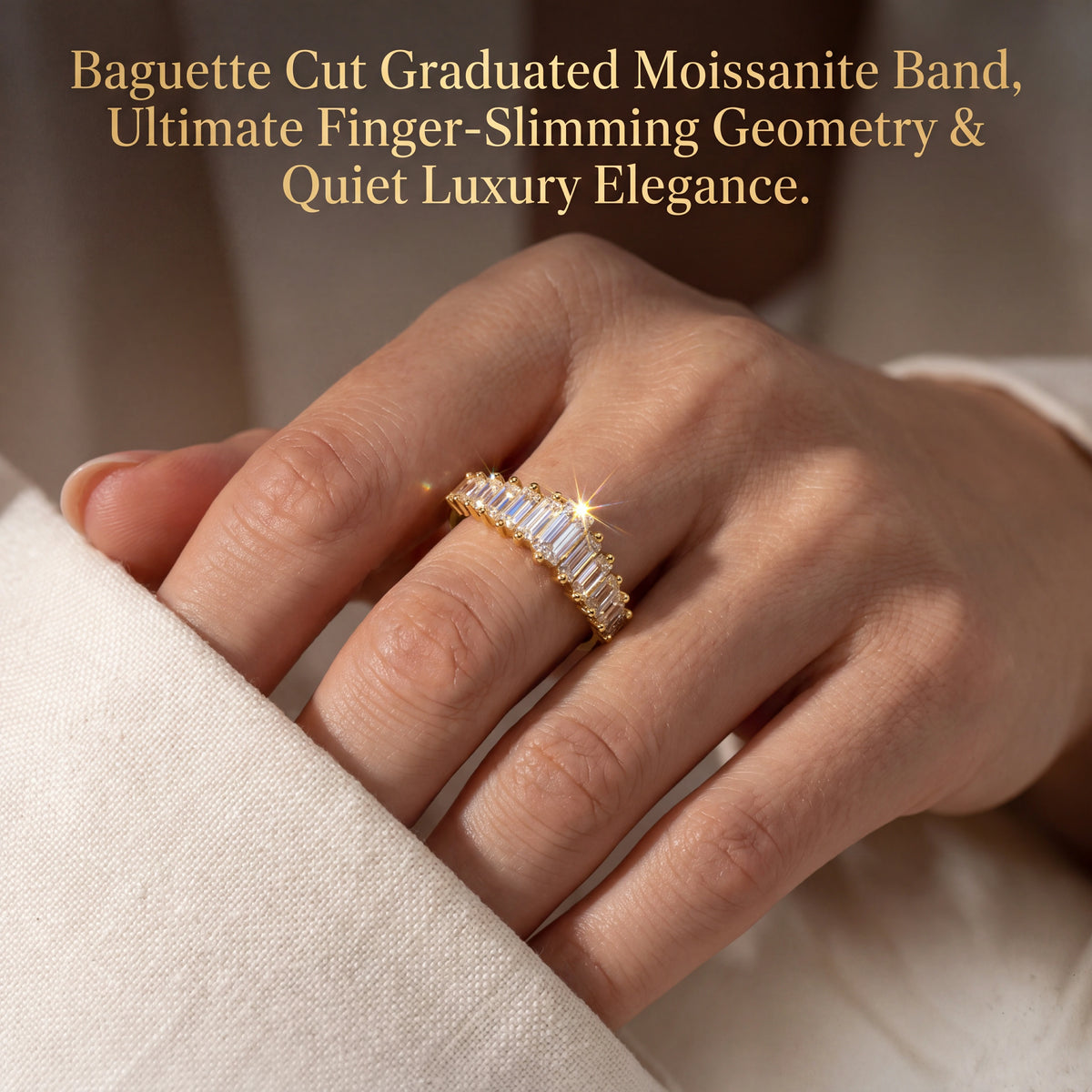 Graduated Baguette Moissanite Band — 2
