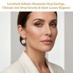 A Classic Solitaire Drop with a Leverback Closure — styled wearing view
