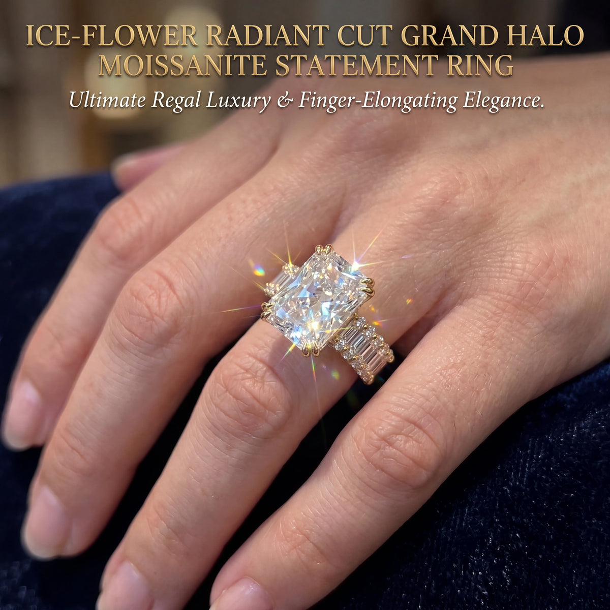 Ice-Flower Radiant Moissanite Ring — 2