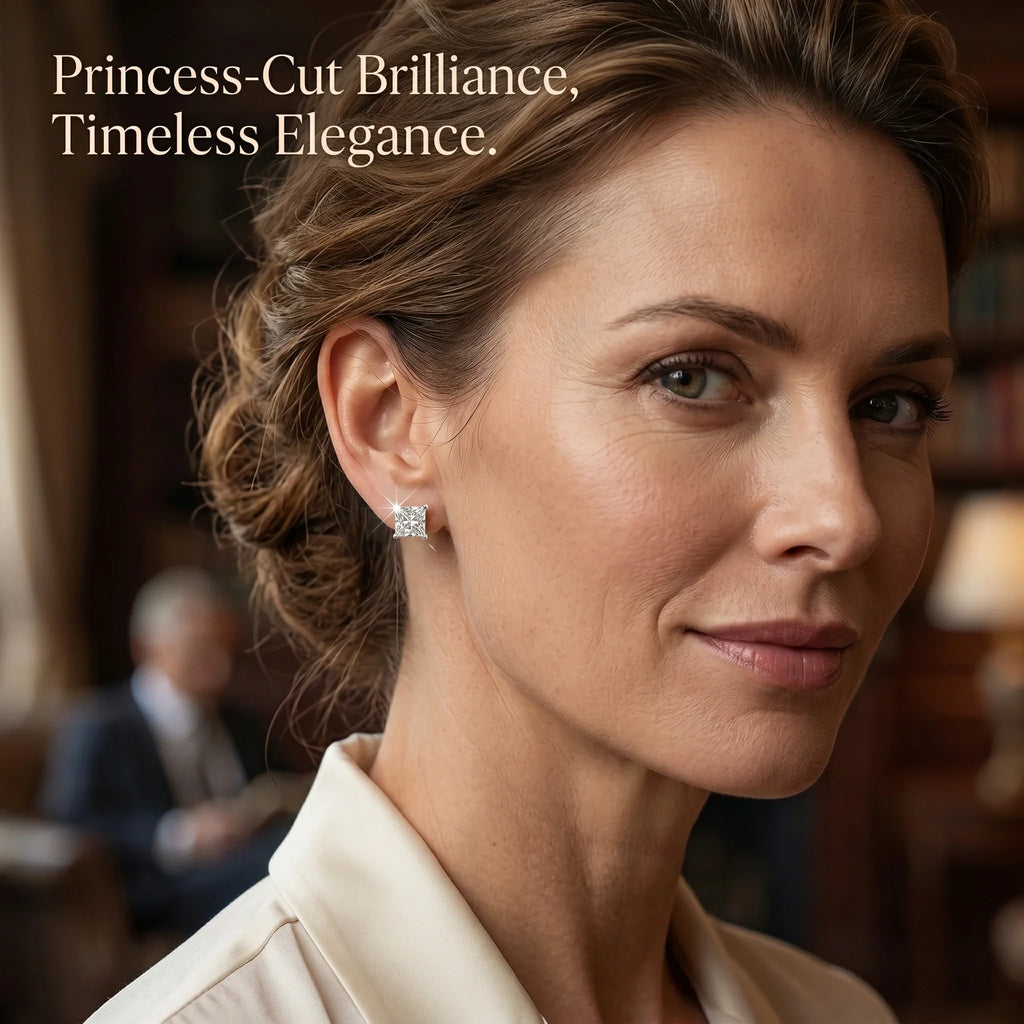 🔥 90% OFF (Today Only): VVS Princess-Cut Moissanite Studs