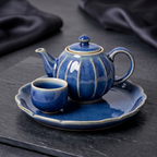Fluted Sapphire Ceramic Solo Tea Set