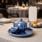 Fluted Sapphire Ceramic Solo Tea Set