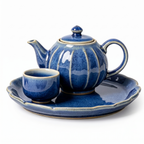 Fluted Sapphire Ceramic Solo Tea Set