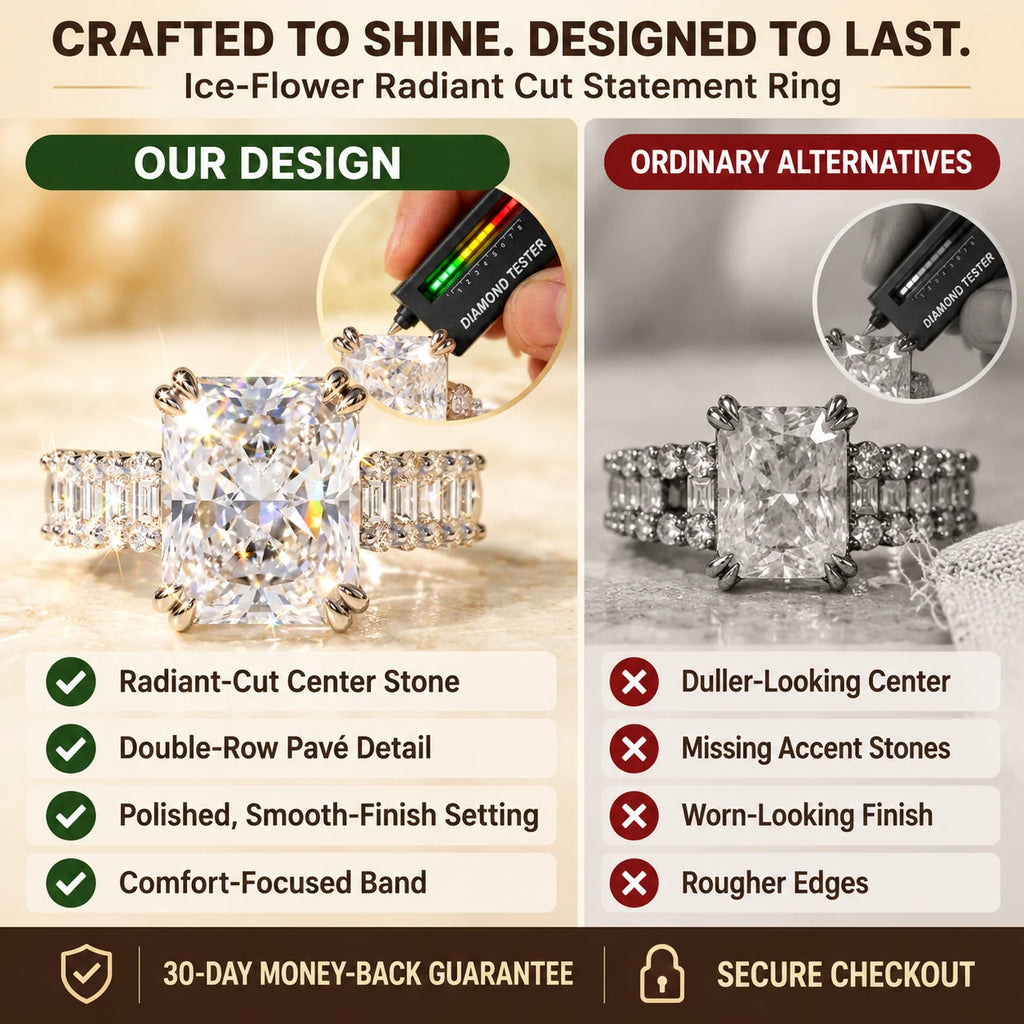 Ice-Flower Radiant Moissanite Ring — 3