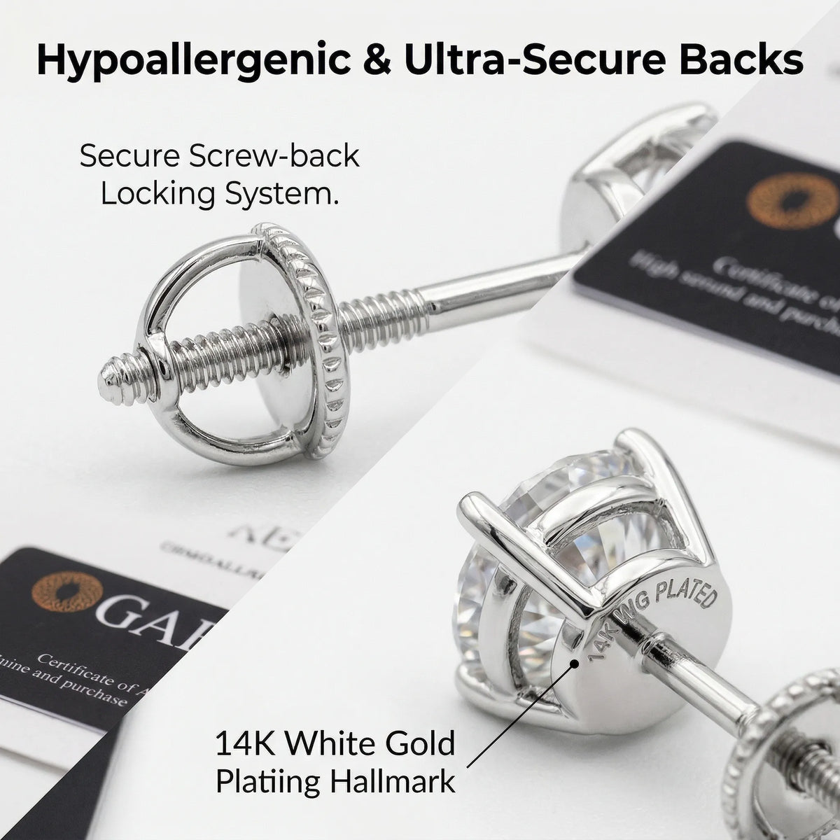 4.00 CTW Classic Round Lab-Created Diamond Stud Earrings - Secure 4-Prong & Hypoallergenic-Last Day Sale🔥90% OFF