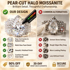 Pear-Cut Halo Moissanite Ring — 3