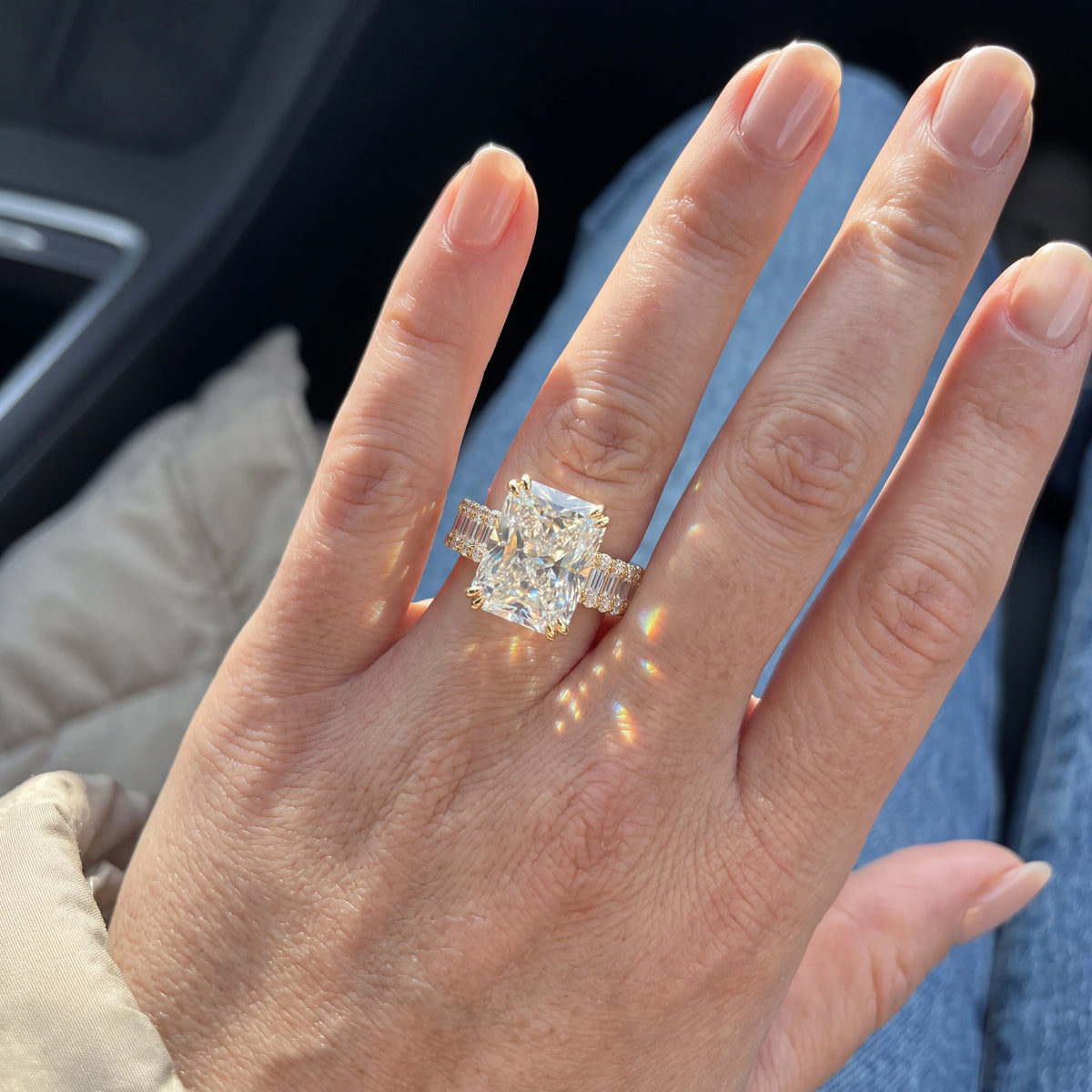 Ice-Flower Radiant Moissanite Ring — 4