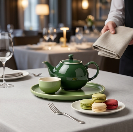 Two-Tone Evergreen Ceramic Solo Tea Set