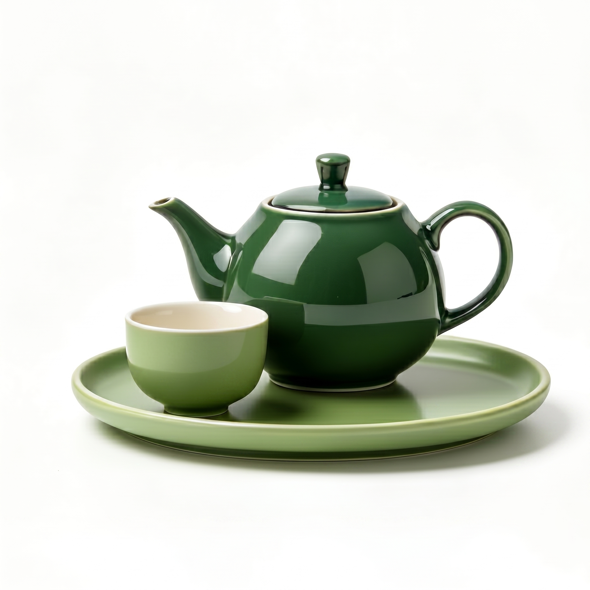Two-Tone Evergreen Ceramic Solo Tea Set