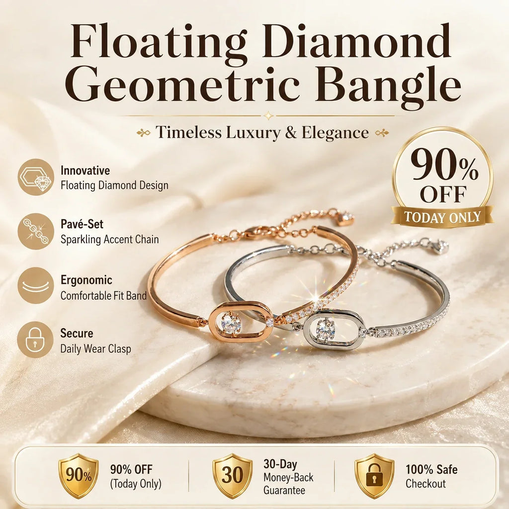 🔥🔥 LAST DAY 90% OFF : Floating Diamond Geometric Bangle – Timeless Luxury &amp; Kinetic Brilliance