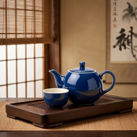 Midnight Blue Ceramic Solo Tea Set