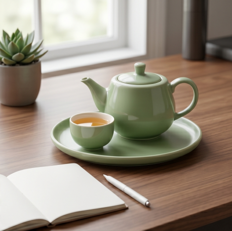Sage Green Ceramic Solo Tea Set
