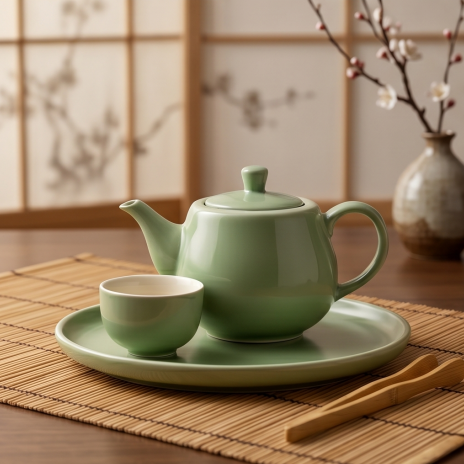 Sage Green Ceramic Solo Tea Set