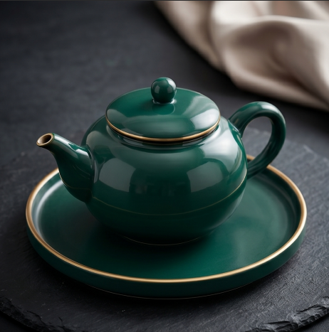 Emerald Green Gold-Rimmed Solo Tea Set