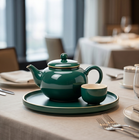 Emerald Green Gold-Rimmed Solo Tea Set