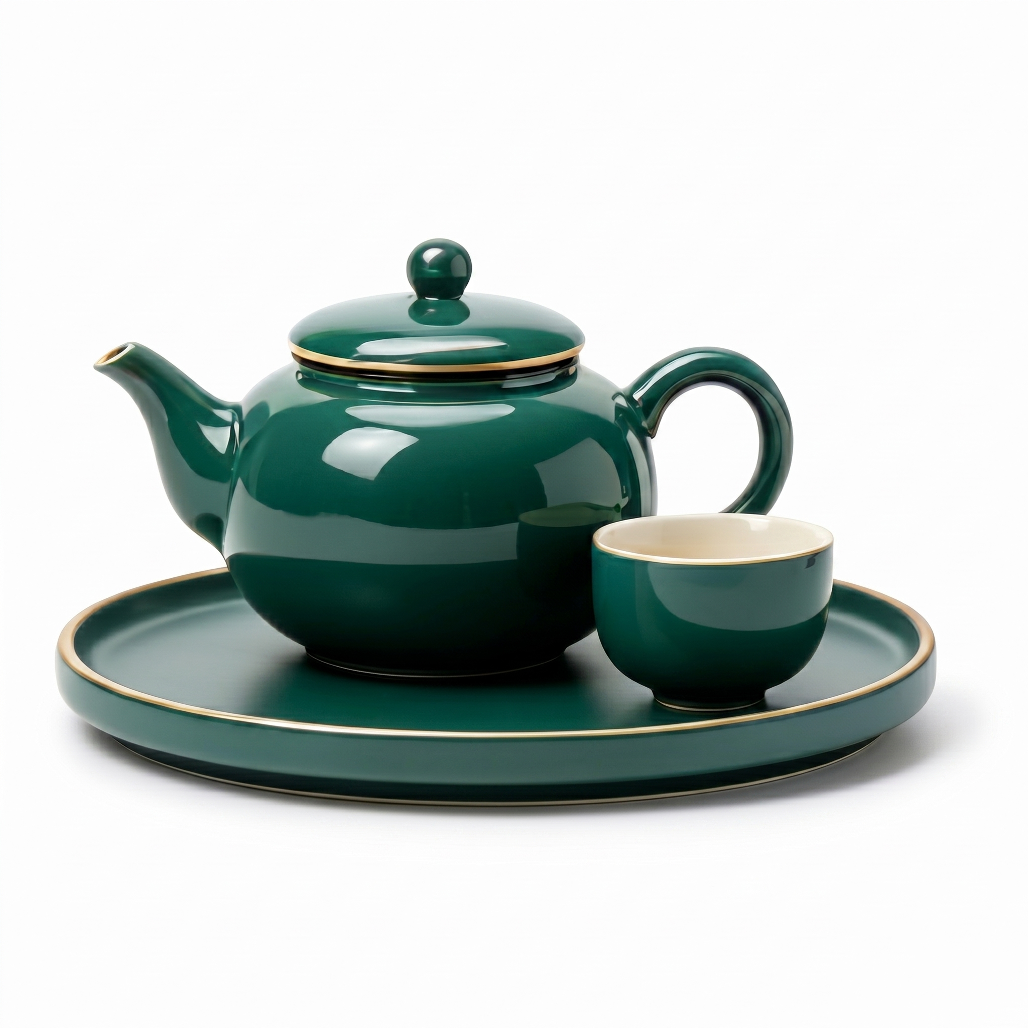 Emerald Green Gold-Rimmed Solo Tea Set