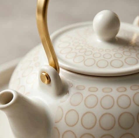 Gilded Halo Geometric Ceramic Tea Set