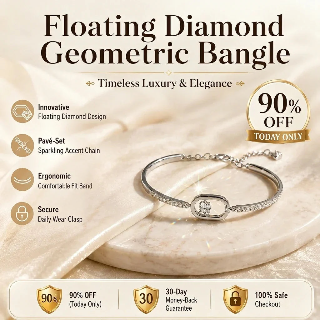 🔥🔥 LAST DAY 90% OFF : Floating Diamond Geometric Bangle – Timeless Luxury &amp; Kinetic Brilliance