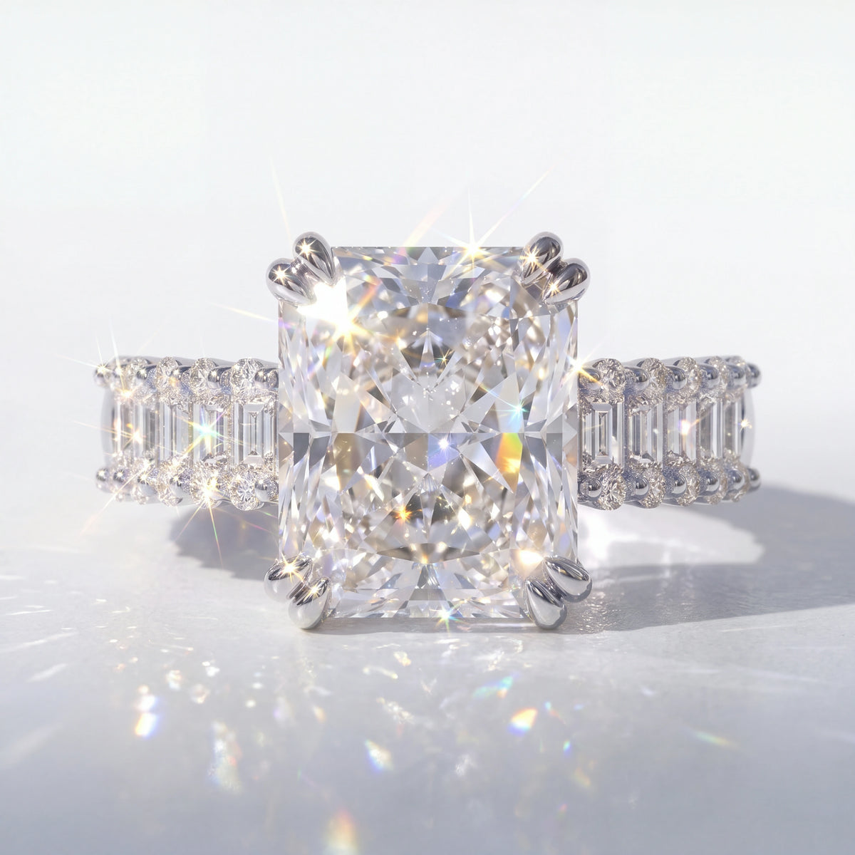 Ice-Flower Radiant Moissanite Ring — SKU1