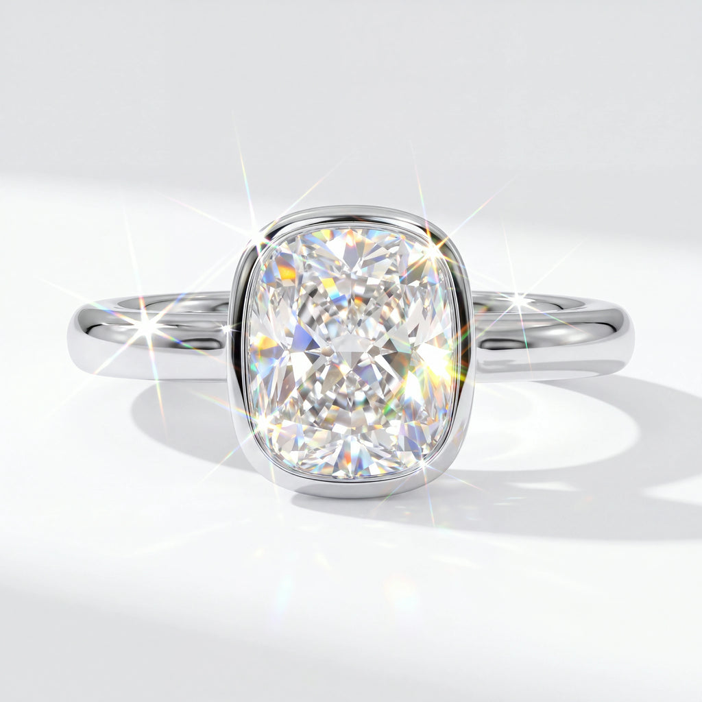 Cushion-Cut Sparkle Framed by a Smooth Bezel — color option one