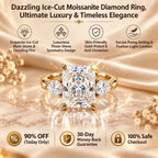 🔥 LAST DAY 90% OFF : Dazzling Ice-Cut Moissanite Diamond Ring (1.5CT - 5.0CT) | 18K Gold Plated S925 Three-Stone Radiant Ring with Trillion Accents