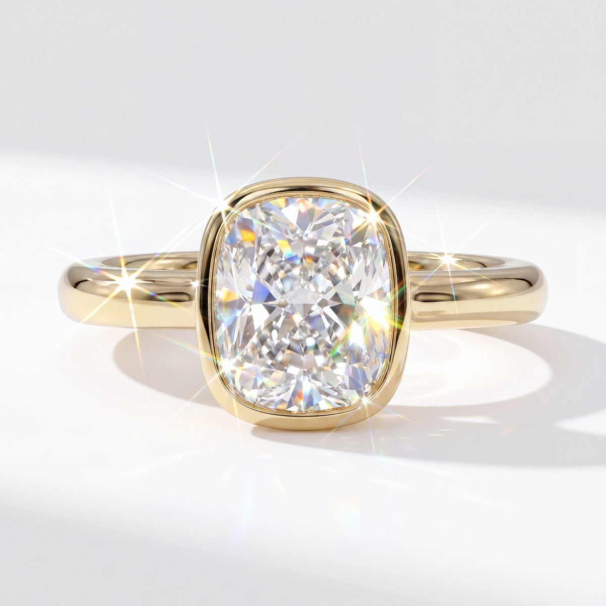 Cushion-Cut Sparkle Framed by a Smooth Bezel — color option two