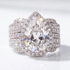 Pear-Cut Halo Moissanite Ring — SKU